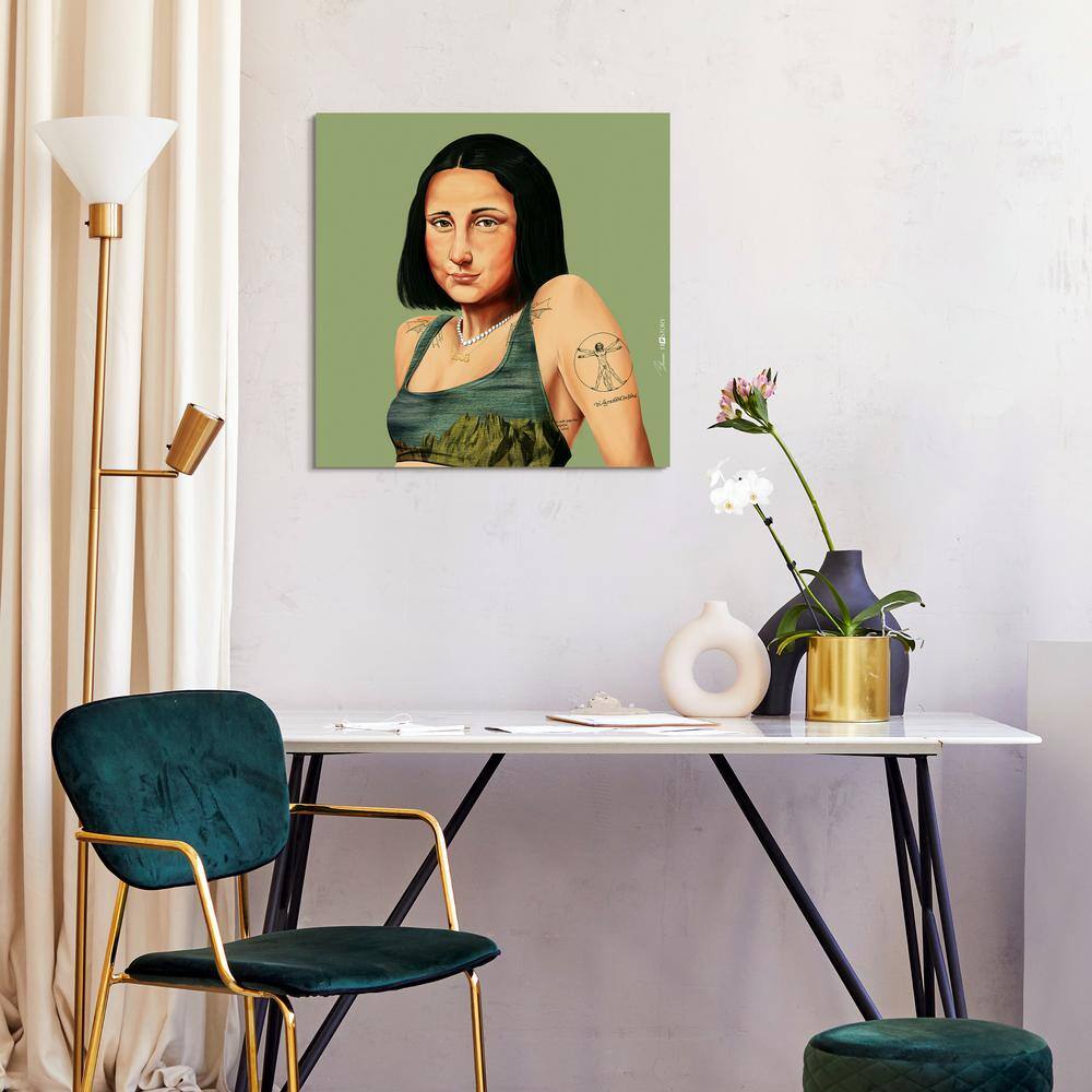 Hip Mona Lisa 24" Green and Glass Modern Wall Art