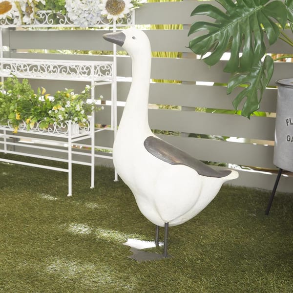 Litton Lane 25 in. Polystone Indoor Outdoor Duck Garden Sculpture