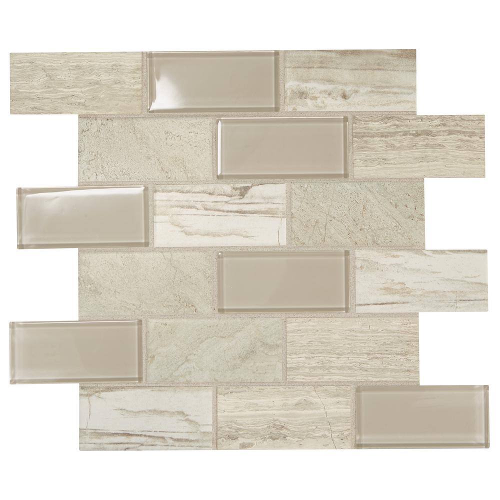 Daltile Premier Accents Beach Brick Joint 11 In X 13 In X 6 Mm Glass Mosaic Wall Tile 09 Sq Ft Each Pa6524bjccms1p The Home Depot