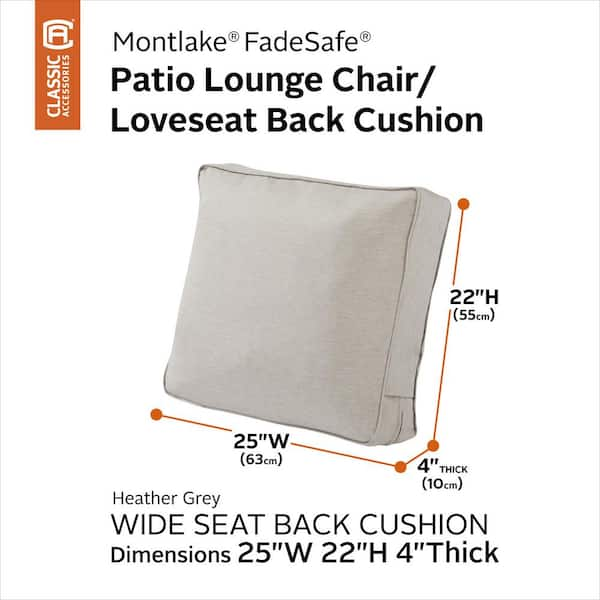 Classic Accessories Montlake FadeSafe 25 in. W x 25 in. D x 5 in. Thick  Grey Outdoor Quilted Lounge Chair Cushion 62-020-GREY-EC - The Home Depot