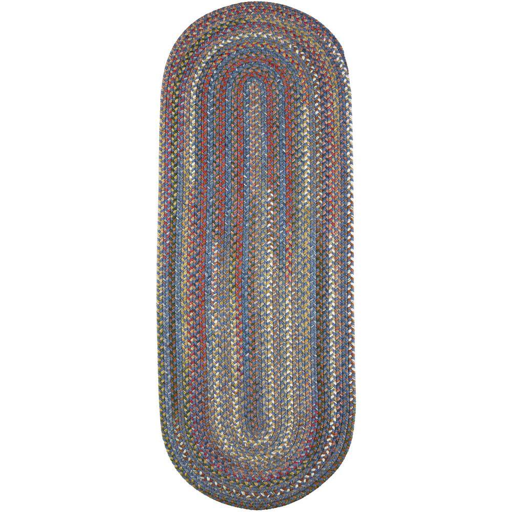 Rhody Rug Bouquet Sapphire 2 ft. x 6 ft. Indoor/Outdoor Braided Runner Rug BQ95R024X072 The