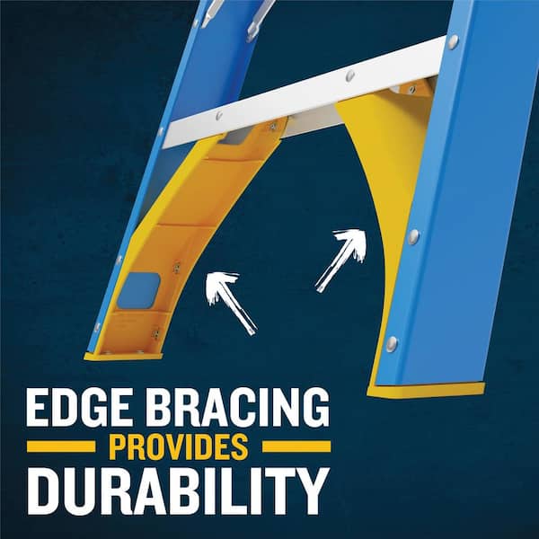 Werner - 8 ft. Fiberglass Step Ladder (12 ft. Reach Height) with 250 lb. Load Capacity Type I Duty Rating