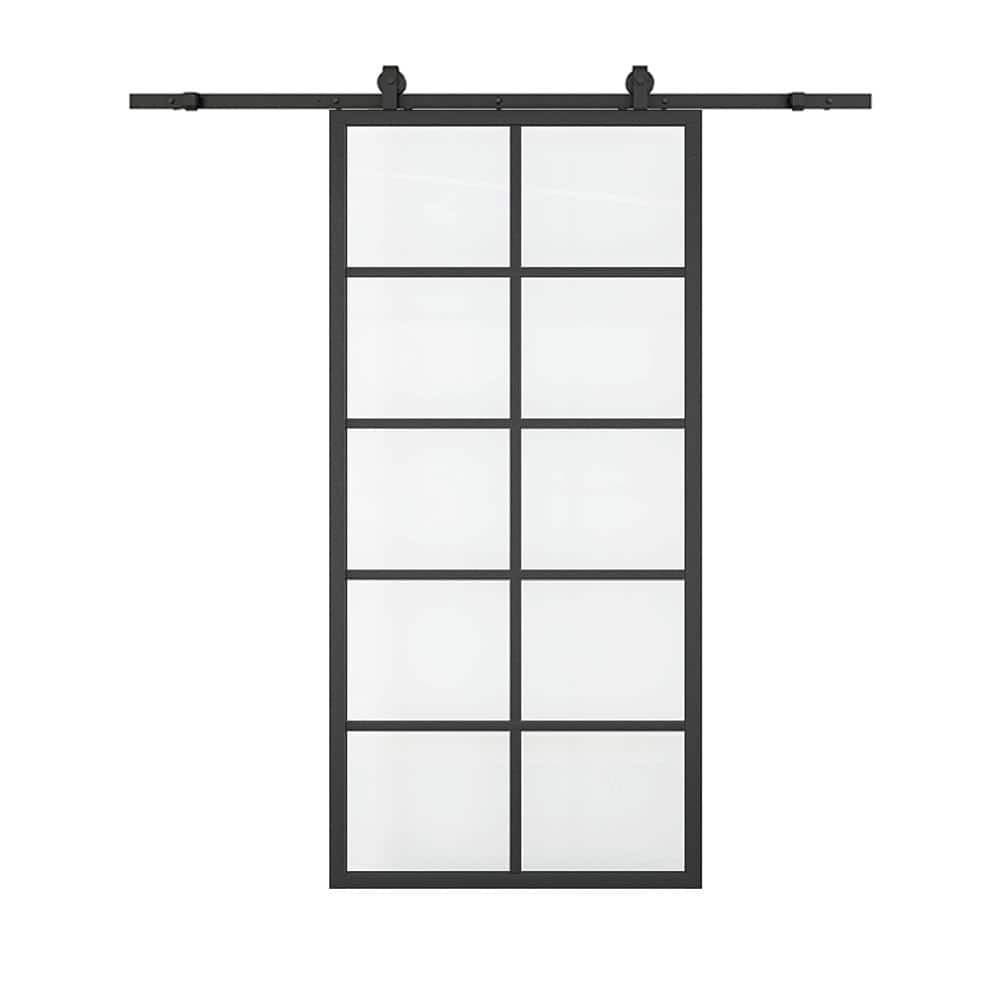 calhome-30-in-x-84-in-10-lite-clear-glass-black-aluminum-frame