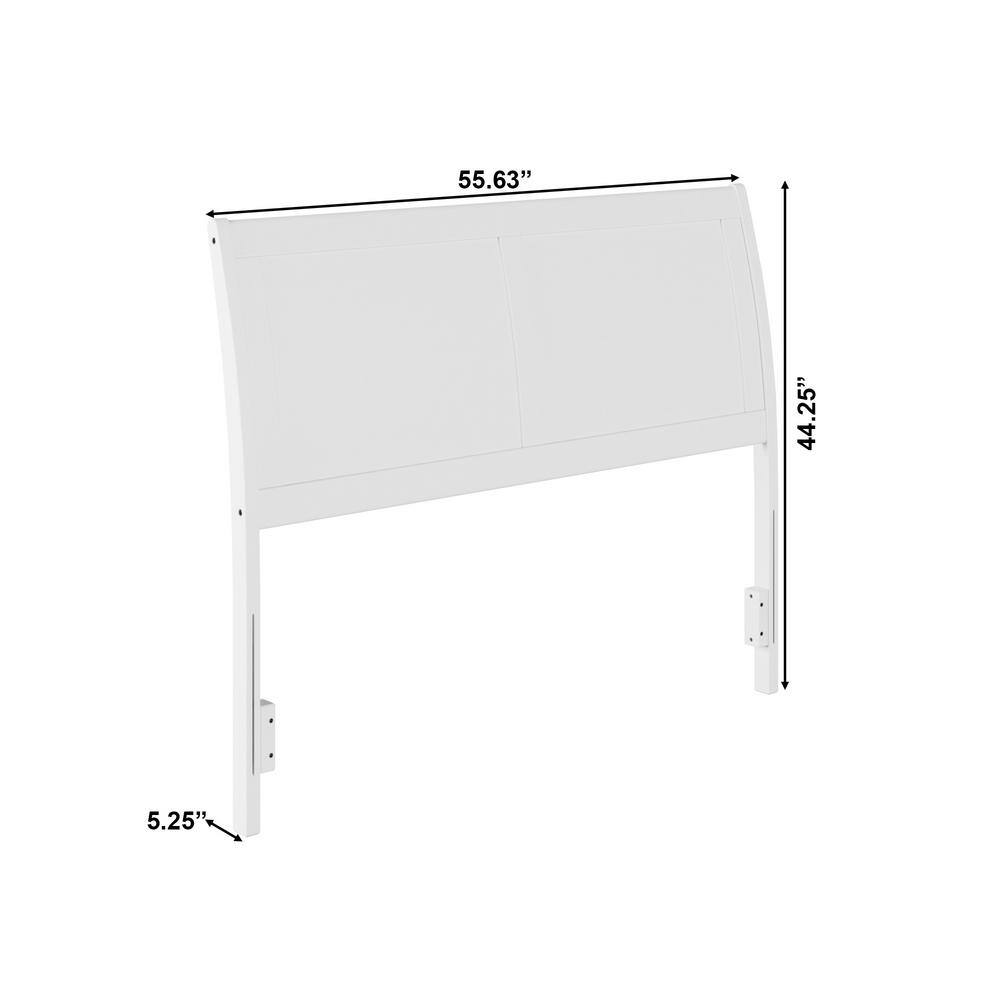 Portland White Full Wood Headboard with USB Charging Station