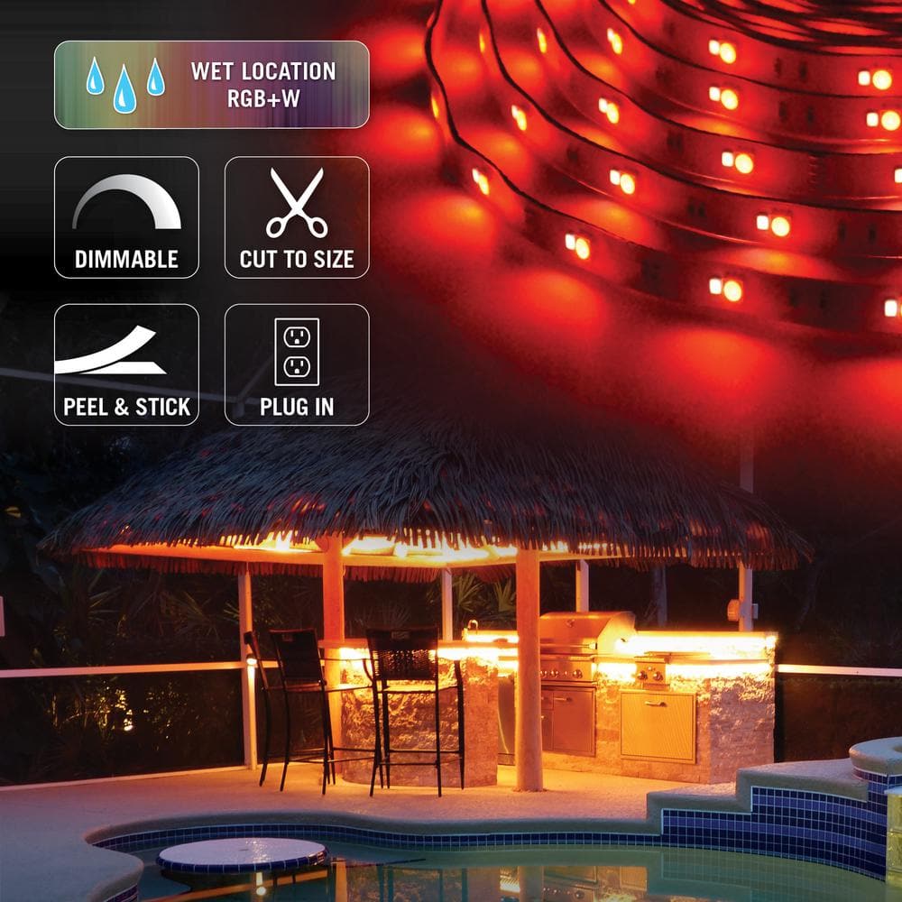 24 ft Multicolor RGB+W LED Indoor Outdoor Tape Light Kit