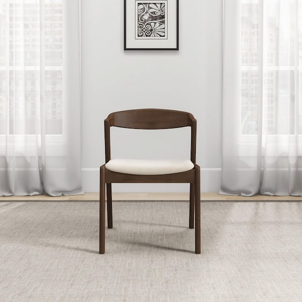 Nora Cream Velvet Mid-Century Modern Dining Side Chair, Solid Wood, (Set of 2)