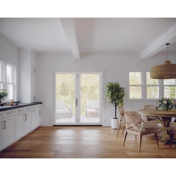 72 in. x 80 in. Right-Hand Folding Primed Fiberglass 2-Panel Patio Door w/ Low-E Glass and Retractable Screen