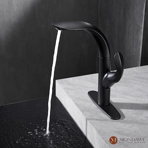 Retro Tulip High Arc Kitchen Faucet with Pull Down Sprayer with Deackplate in Matte Black