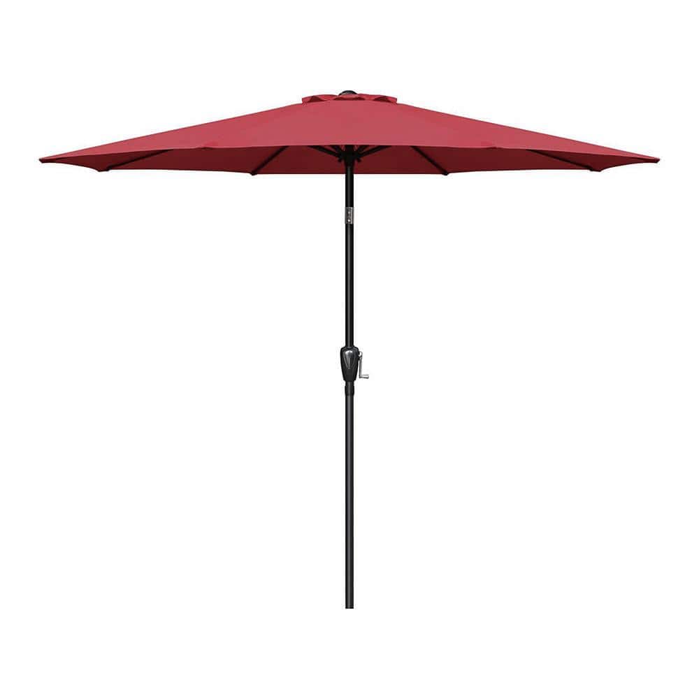 Summer Simple 9 ft. Outdoor Market Patio Umbrella with Button Tilt, Crank a