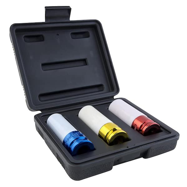 1/2" Drive Metric Extra Thin Wall Deep Impact Wheel Nut Socket Set 17 19 21mm 