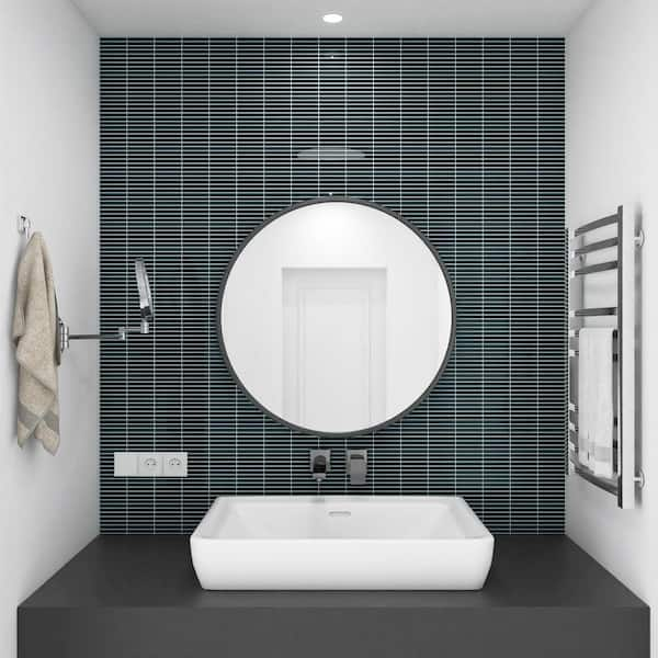 Motif Stacked Emerald Green 11.19 in. x 11.9 in. Glossy Porcelain Mosaic Floor and Wall Tile (0.92 sq. ft./each)