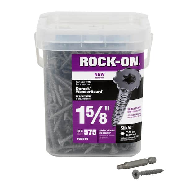 Rock-On #9 x 1-5/8 in. Serrated Flat Head Star Drive Cement Board Screws (575-Pack)