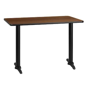 30 in. x 42 in. Rectangular Walnut Laminate Table Top with 5 in. x 22 in. Table Height Bases