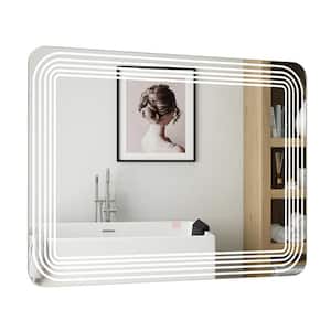 28 in. W x 20 in. H Rectangular Frameless Wall Bathroom Vanity Mirror in White