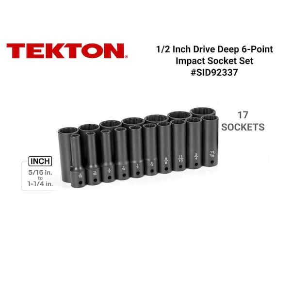 1/2 in. Drive Deep 12-Point Impact Socket Set, (17-Piece) (5/16 - 1-1/4 in.)
