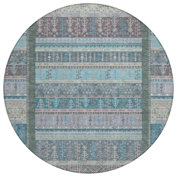 Addison Rugs Chantille Machine Washable Indoor/Outdoor Abstract ACN2160 Teal 8 ft. x 8 ft. Area Rug