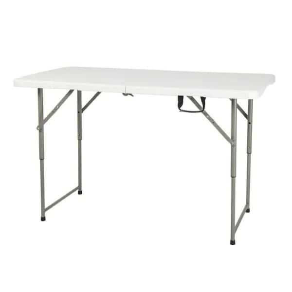 48 in. White Foldable & Adjustable Rectangle HDPE & Steel Picnic Tables.