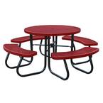 46 in. Red Picnic Table with Built-In Umbrella Support