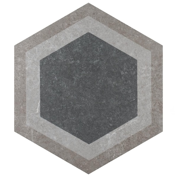 Merola Tile Traffic Hex Combi Grey 8-5/8 in. x 9-7/8 in. Porcelain Floor and Wall Tile (11.5 sq. ft./Case)