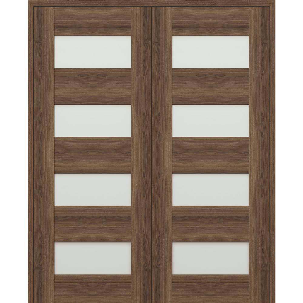 Vona 07-08 72 in. x 96 in. Both Active 4-Lite Frosted Glass Pecan Nutwood Wood Composite Double Prehung Interior Door price history on PriceWatchPro