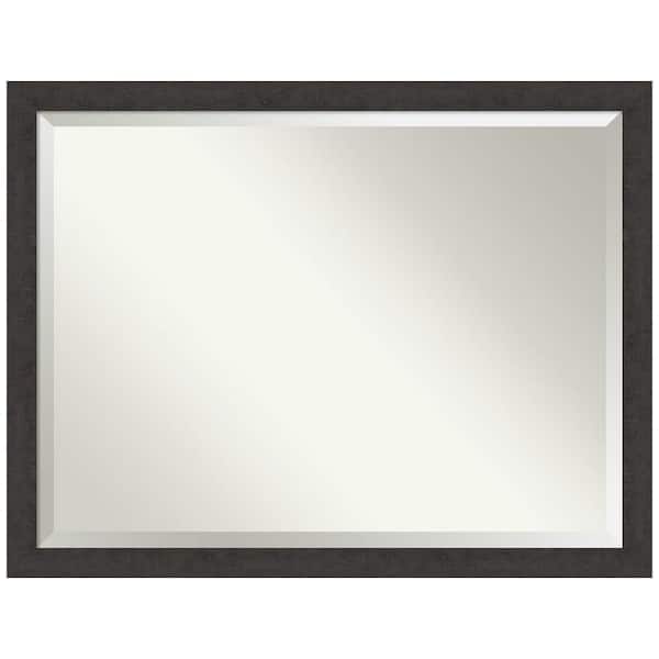 Amanti Art Rustic Plank Espresso Narrow 43.5 in. H x 33.5 in. W Framed Wall Mirror