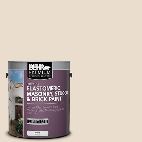 BEHR PREMIUM 1 gal. #23 Antique White Elastomeric Masonry, Stucco and Brick Exterior Paint