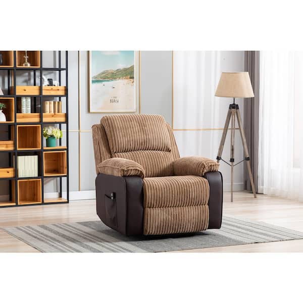 Z-joyee Brown Fabric Recliner Chair Single Recliner Rocking Sofa
