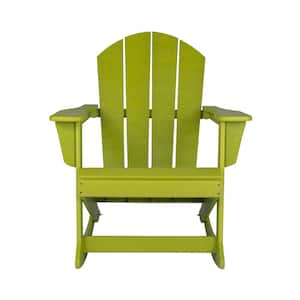 Laguna Fade Resistant Outdoor Patio HDPE Poly Plastic Adirondack Porch Rocking Chair in Lime