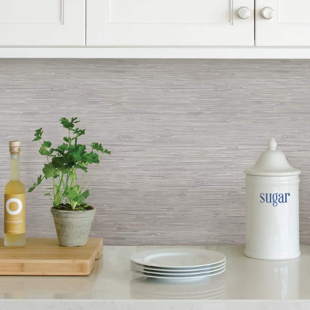 Tibetan Silver Grasscloth Peel and Stick Vinyl Wallpaper