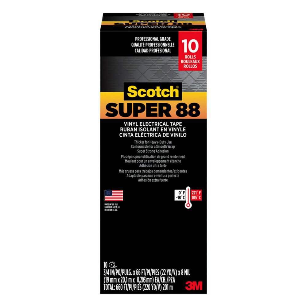 Scotch 3/4 in. x 66 ft. x 0.0085 in. Super 88 Vinyl Electrical Tape (Case  of 100) 6143-BA-100 - The Home Depot