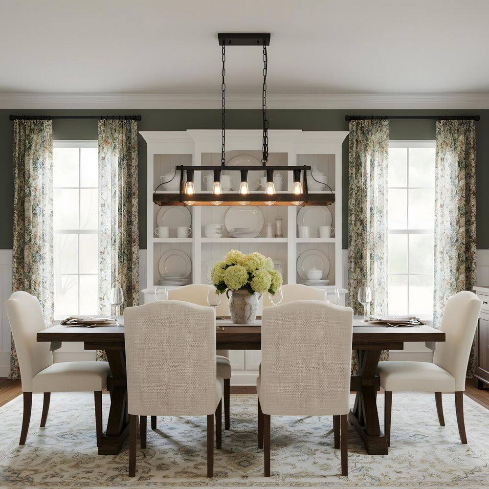 33.7 in. 5-Light Antique Copper Industrial-Style Linear Chandeliers Ideal for Dining Rooms and Kitchen Islands price history on PriceWatchPro