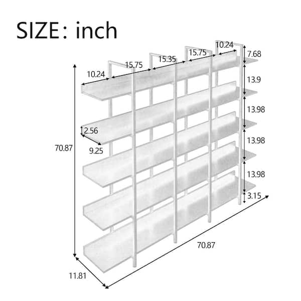  FRAPOW 5 Tier Bookshelf, 70 inch Tall Solid Bookcase Industrial  Wooden Bookshelves Large Wall Etagere Rustic Vintage Book Shelf with Metal  Frame Open Storage Rack for Living Room Home Office 