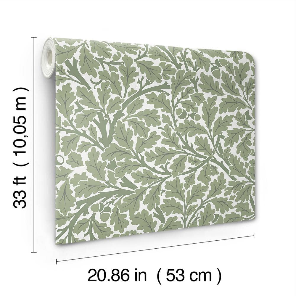 Green Oak Tree Leaf Non-Pasted Washable Wallpaper