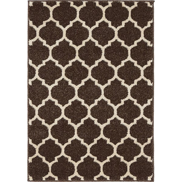 Unique Loom Trellis Philadelphia Dark Brown/Beige 2' 2 x 3' 0 Area Rug