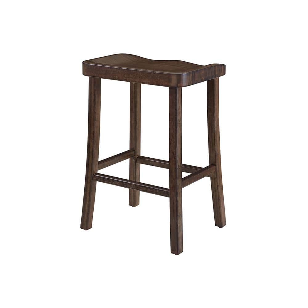 Eco-Friendly Black Bamboo Backless Bar Height Stool (Set of 2)