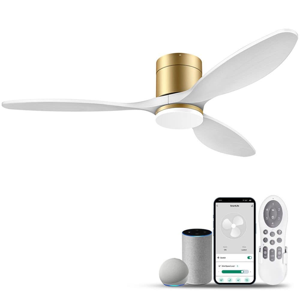 52 in. Smart Outdoor Indoor Flush Mount Ceiling Fans with Lights Remote, Alexa Google Voice App, Quiet DC Motor price history on PriceWatchPro