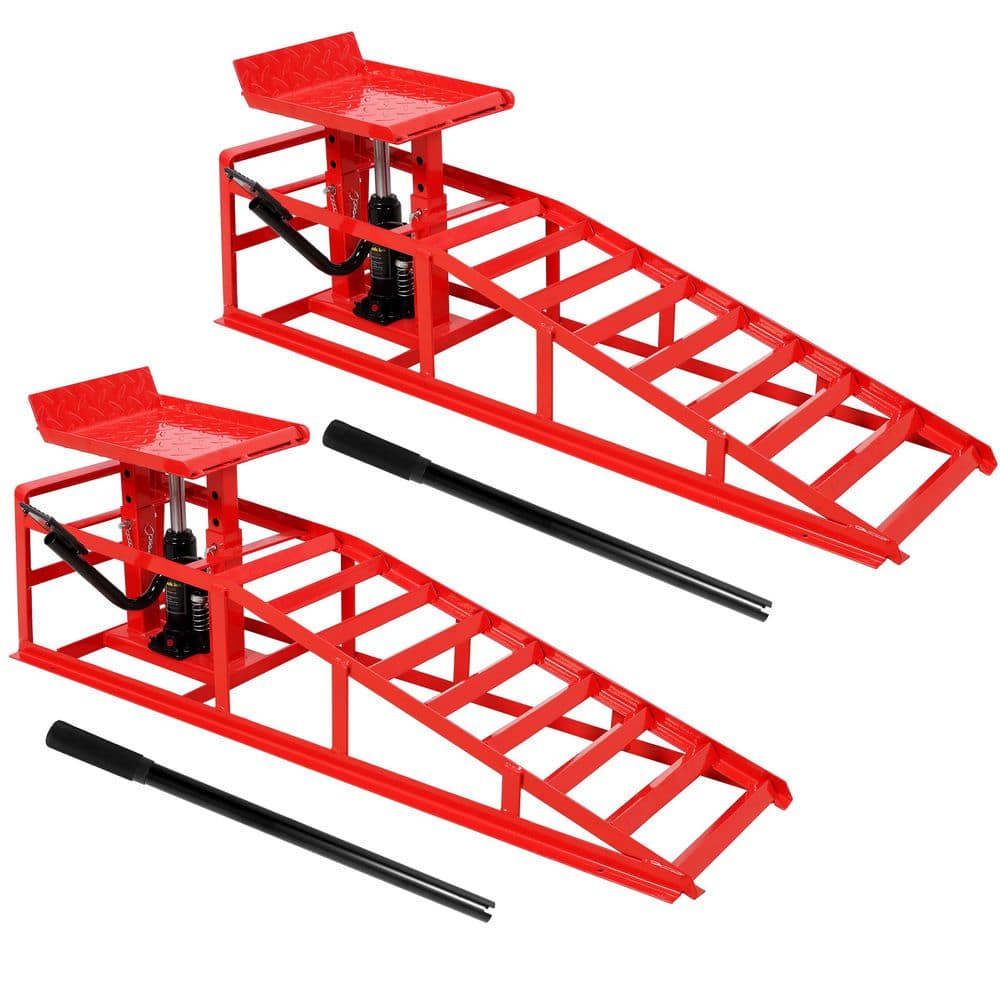 Sudzendf 2 Pack Red Steel Auto Car Truck Service Ramps Lifts with Pedal ...