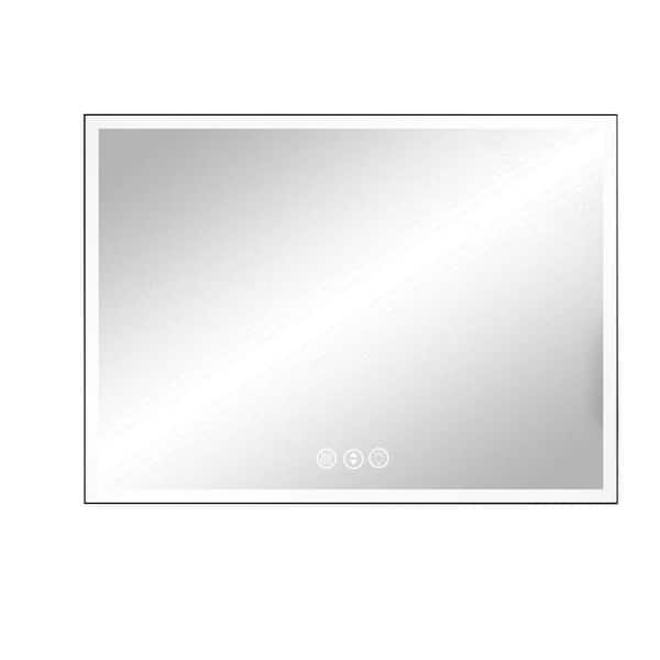 36 in. W. x 36 in. H Square Framed Wall Bathroom Vanity Mirror in Glass with Front and Backlit LED