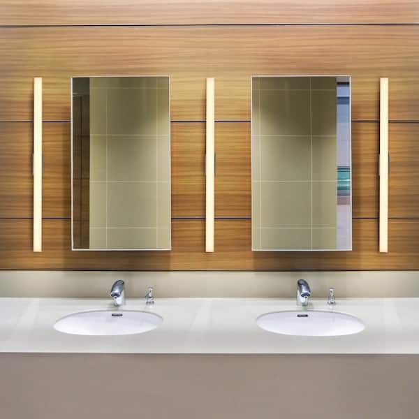 Procyon 36 in. Silver ETL Certified Integrated LED Vanity and Bathroom Lighting Fixture AC LED ADA Compliant IP44