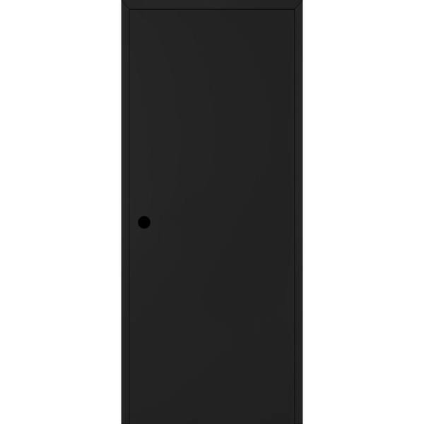 Optima DIY-Friendly 18 in. x 84 in. Right Hand Black Matte Solid Composite Core Wood Single Prehung Interior Door