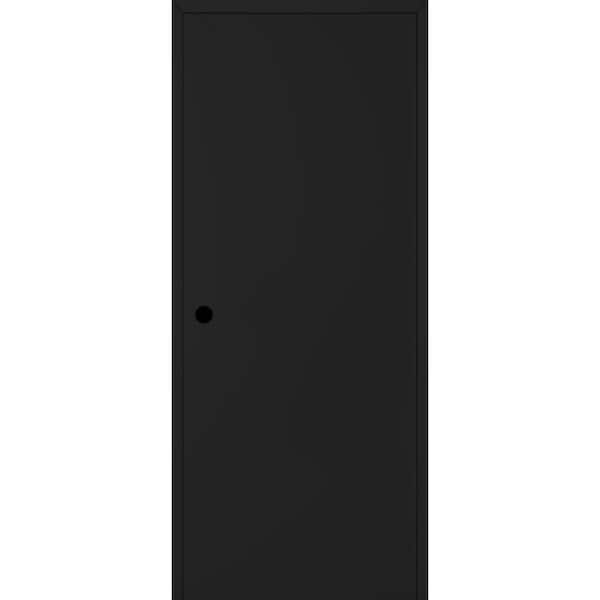 Belldinni Optima DIY-Friendly 18 in. x 96 in. Right Hand Black Matte Solid Composite Core Wood Single Prehung Interior Door