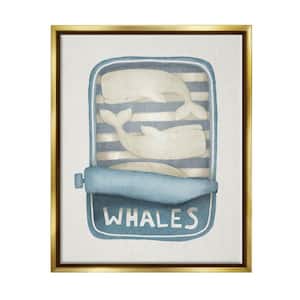 Tuna Can Design Whimsical Whales Sea Life by Leah Straatsma Floater Frame Animal Wall Art Print 31 in. x 25 in. .