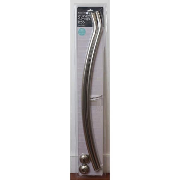 Home Basics 43.62 in. Steel Curved Shower Rod Bar in Satin Nickel