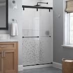 Everly 48 in. x 71-1/2 in. Mod Semi-Frameless Sliding Shower Door in Matte Black and 1/4 in. (6mm) Mozaic Glass