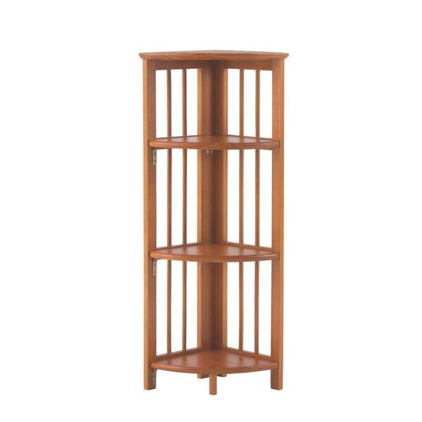 Casual Home Walnut Folding Corner Open Bookcase