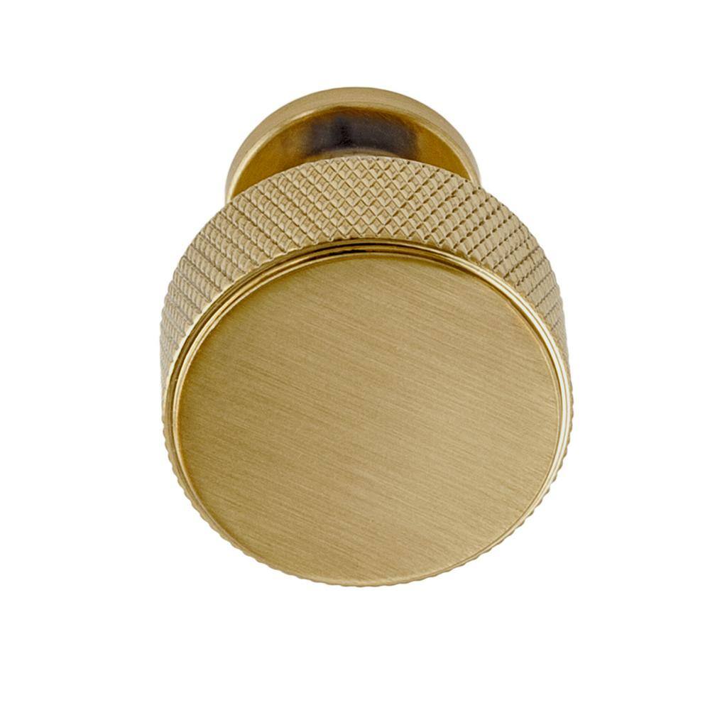 Kent 1-1/8" Round Brushed Brass Knurled Cabinet Knob