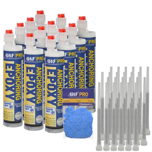 9.5 fl oz Two Component Epoxy Rapid-Curing Cartridge with 2 Static Mixers, Case of 12, Pack of 12 Nitrile Gloves