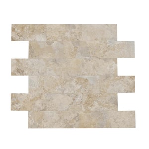 Stone Beige 11.6 in. x 11.4 in. x 0.12 in. PVC Mixed Metal Peel and Stick Backsplash (10-Pack)