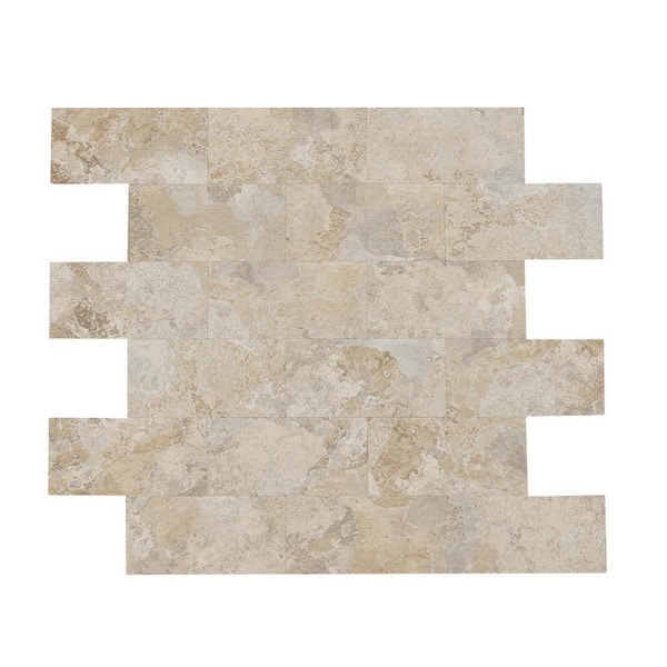 Jeedeson Stone Beige 11.6 in. x 11.4 in. x 0.12 in. PVC Mixed Metal Peel and Stick Backsplash (10-Pack)