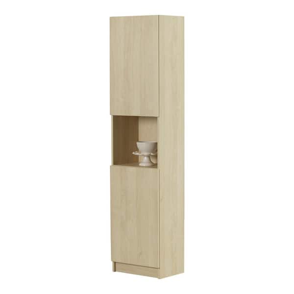 Arum Bleached Oak 71.5 in. Accent Cabinet Office Storage with 5-Shelf Bookcase Bleached Oak